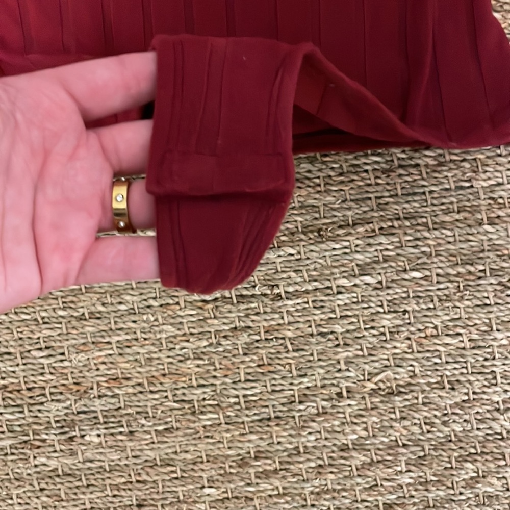 Free People leave sleeve square neck thong bodysuit, size M, color maroon red - Picture 2 of 6